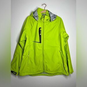 Switcher Functional Hard Shell Neon Waterproof Windbreaker Jacket Full Zip Sz XL